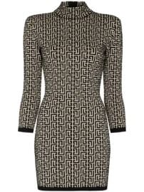 Balmain monogram-jacquard Knitted Mini Dress | Black | FARFETCH at Farfetch